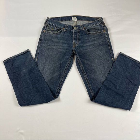 True Religion Men's Slim Fit Straight Jeans, Dark Wash Relaxed Slim Size: 34 - Picture 5 of 16